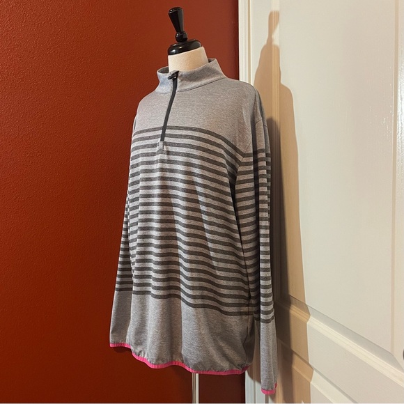 G/Fore Men’s Striped Mid Quarter Zip Golf Pullover Tech Performance Sweater